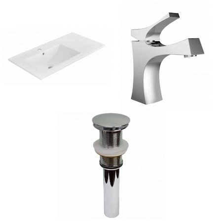 American Imaginations 35.5-in. W 1 Hole Ceramic Top Set In White Color - Drain Incl. AI-33023